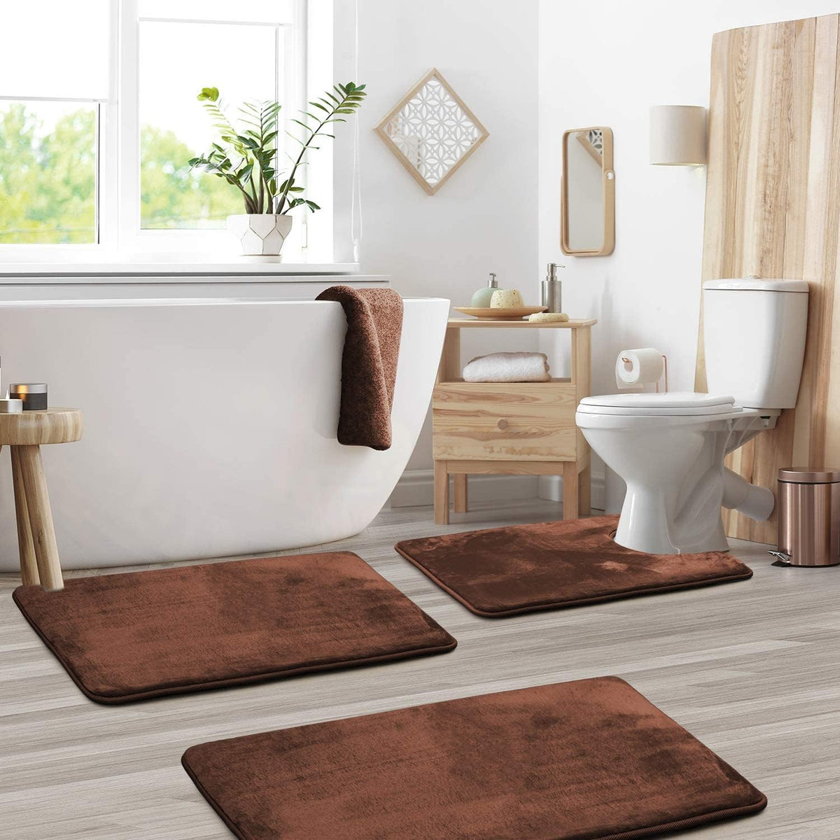 Premium Memory Foam Bath Mats Set – 3-Piece Soft and Absorbent Bathroom Mats