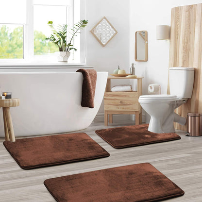 Premium Memory Foam Bath Mats Set – 3-Piece Soft and Absorbent Bathroom Mats