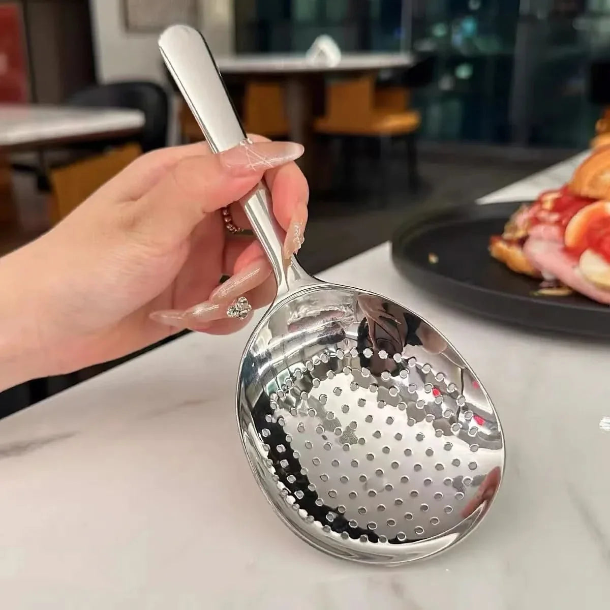SERVORA – Stainless Steel Serving Spoon Strainer