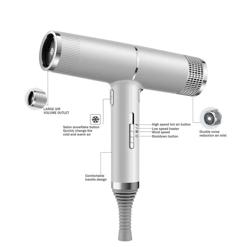 Ionic Hair Dryer, Lightweight Blow Dryer with Styling Nozzle, Professional Hair Dryer for All Hair Types