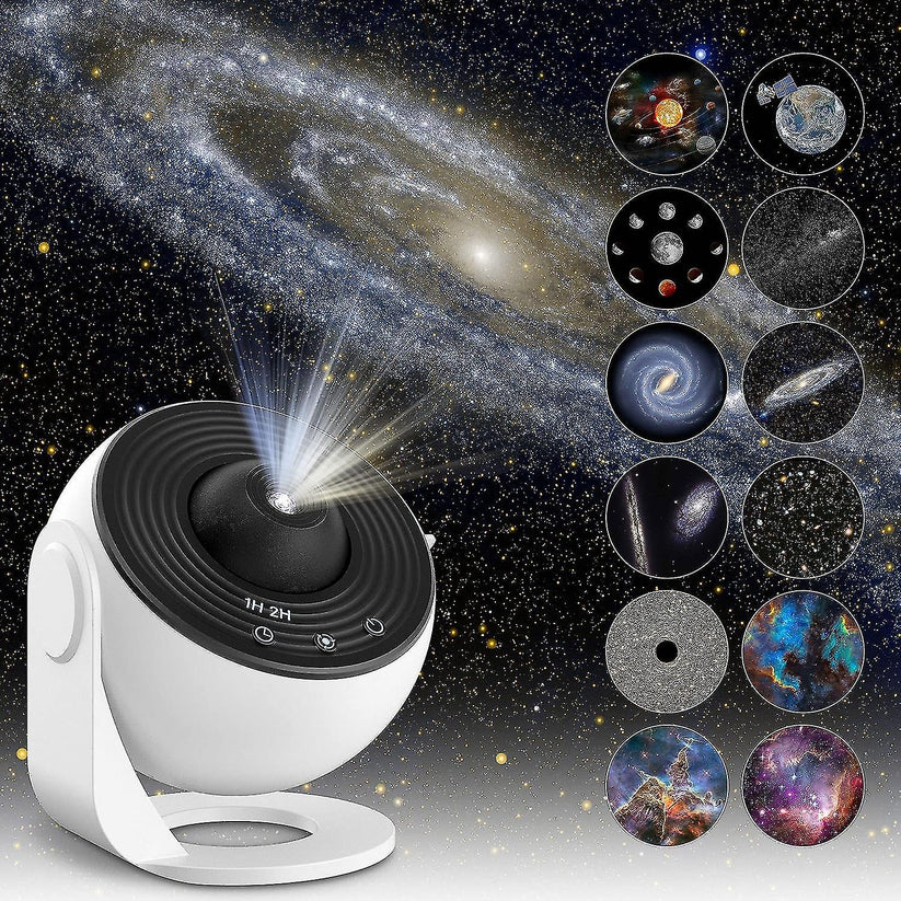 Galaxy Star Projector Night Light with 12 Constellation Slides for Bedroom Ceiling & Walls | USB Rechargeable LED Astronomy Lamp for Kids