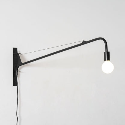 Adjustable Swing Arm Wall Sconce Black Iron 43 in Reach Modern Task Light for Office Living Room Bedroom Workspace Reading Ambient Lighting