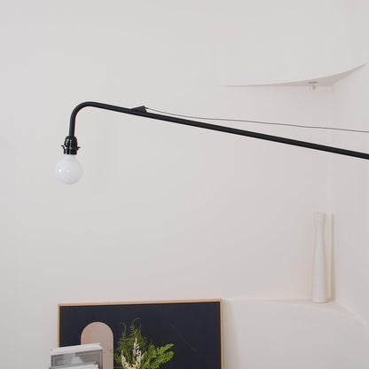 Adjustable Swing Arm Wall Sconce Black Iron 43 in Reach Modern Task Light for Office Living Room Bedroom Workspace Reading Ambient Lighting