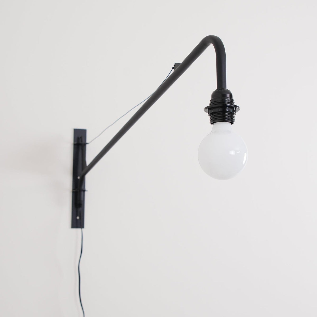 Adjustable Swing Arm Wall Sconce Black Iron 43 in Reach Modern Task Light for Office Living Room Bedroom Workspace Reading Ambient Lighting