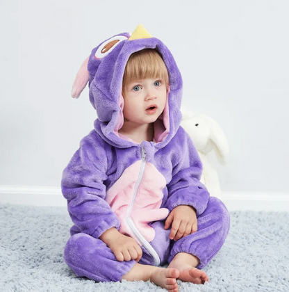 Infant Zip-Up Hooded Sleeper with Animal Character Costume Design for Boys & Girls | Soft Cotton Poly Blend Loungewear Pajamas for Babies 0-