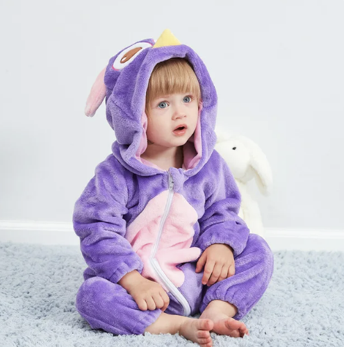 Soft Baby Animal Onesie Costume with Hood – Full-Zip Fleece Outfit for Infants & Toddlers – Home, Playdates & Photo Ops