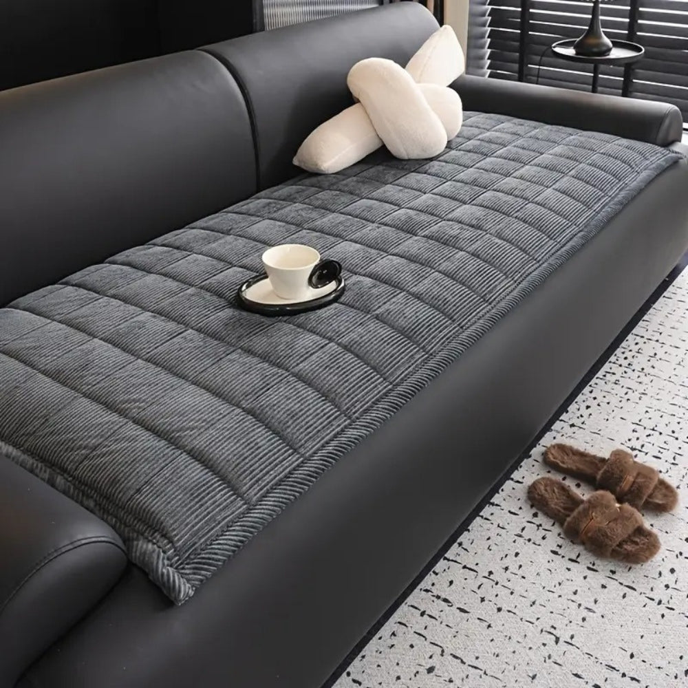 Quilted Furniture Throw Protector for Couch & Sofa – Slip-Resistant Microfiber – Gray, Beige, Brown, Green – Living Room