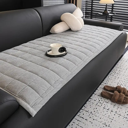 Quilted Sofa Protector Cover Non-Slip Cat Scratch Resistant Furniture Throw Microfiber Couch Mat for Living Room Bedroom Modern Home Decor