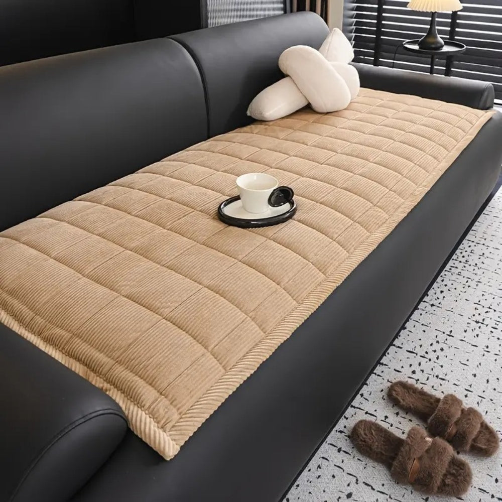 Quilted Furniture Throw Protector for Couch & Sofa – Slip-Resistant Microfiber – Gray, Beige, Brown, Green – Living Room