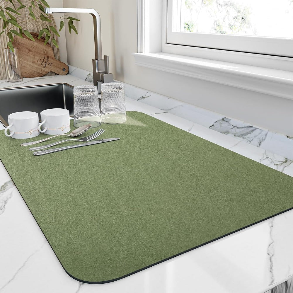 Quinn Dish Drying Mat - Highly Absorbent Diatomite, Quick Drying