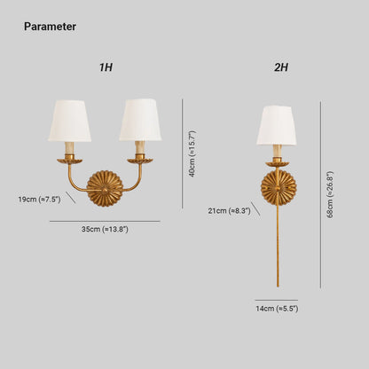 Indoor Sconce Antique Gold Metal with Cloth Shade 15W E12 E14 Base for Bedside Reading Nook Corridor Accent Hardwired 110-120V Residential F