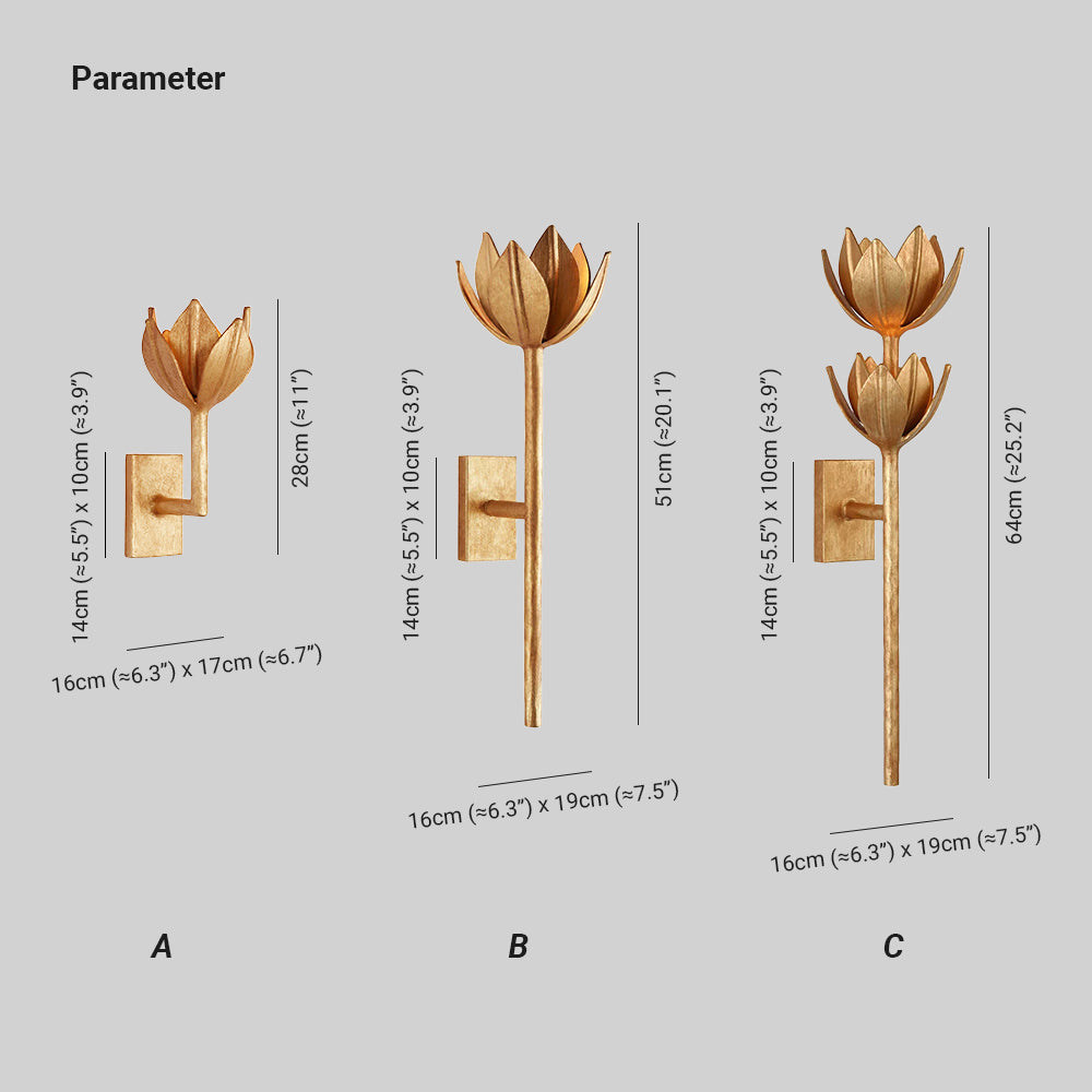 Metal Floral Sconce Three Height Choices Hardwired Accent Fixture for Entryways Bedrooms Dining Halls Modern Sculptural Form E12/E14 Base 11