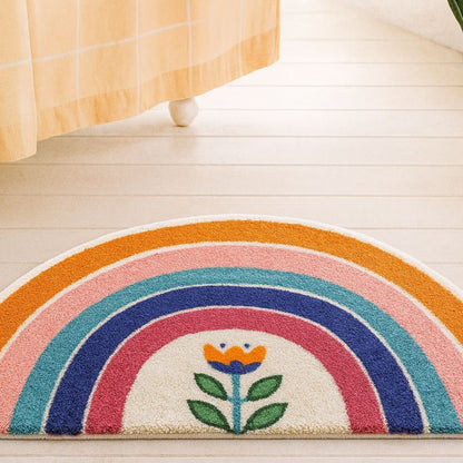 Radiant Half-Moon Bath Mat - Soft Microfiber, Non-Slip, Colorful Design