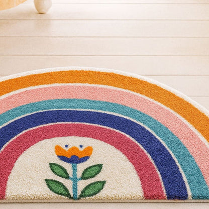 Radiant Half-Moon Bath Mat - Soft Microfiber, Non-Slip, Colorful Design
