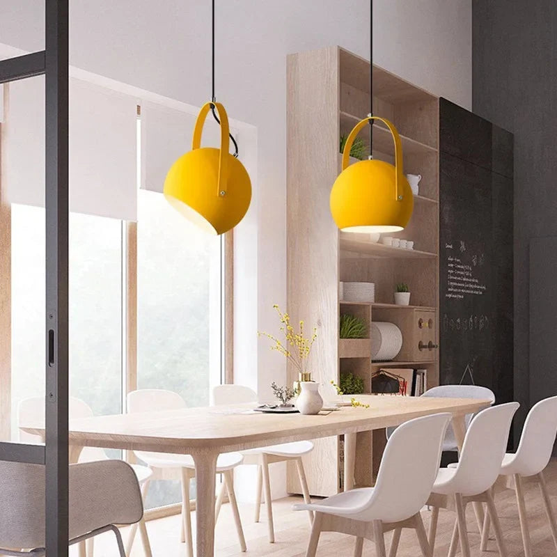 Rotatable Metal Ceiling Fixture in Haze Blue – Adjustable Cord Hanging Lamp for Dining Rooms, Kitchens, Bedrooms & Living Spaces