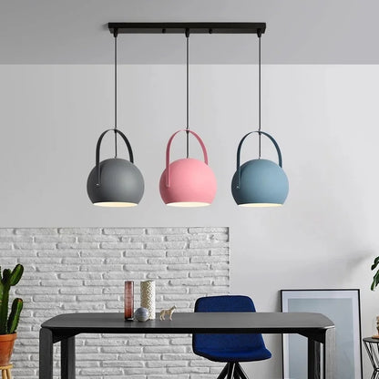 Rotatable Metal Ceiling Fixture in Haze Blue – Adjustable Cord Hanging Lamp for Dining Rooms, Kitchens, Bedrooms & Living Spaces