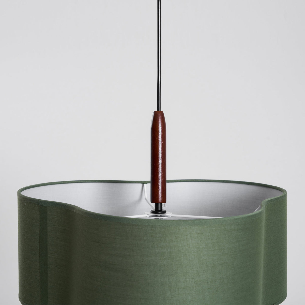 Layered Fabric Chandelier with Wood Accent 3-Light Adjustable Hanging Fixture for Dining Tables & Kitchens Modern Ambient Ceiling Light