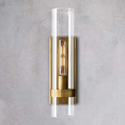Handblown Glass Wall Sconce with Solid Brass Frame – Elegant Single-Light Fixture for Living Room, Bedroom, Hallway & Entryway Lighting