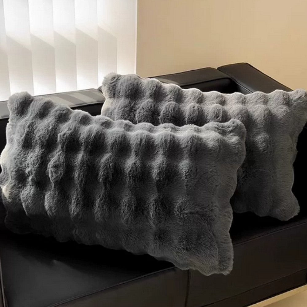 Raven Faux Fur Pillow Cover - Soft Durable Knit Fabric, Machine Washable
