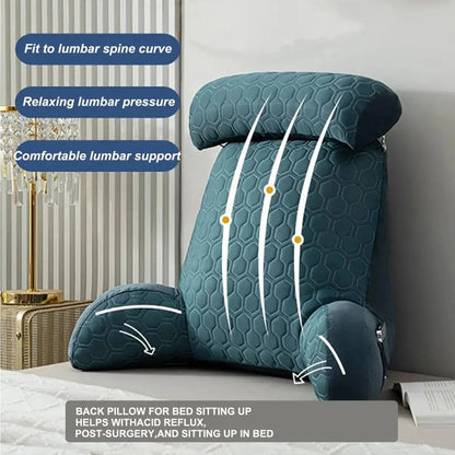 Ortekor Cozy Lounge | Reading Pillow for Bed with Side Pockets & Washable Cover | Comfortable Backrest Pillow for Relaxation