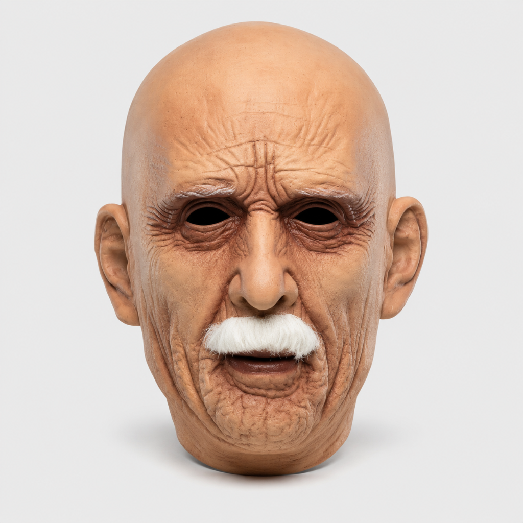 Realistic Old Face Mask | Full Head Coverage with Lifelike Beard | Perfect for Halloween Costume Parties