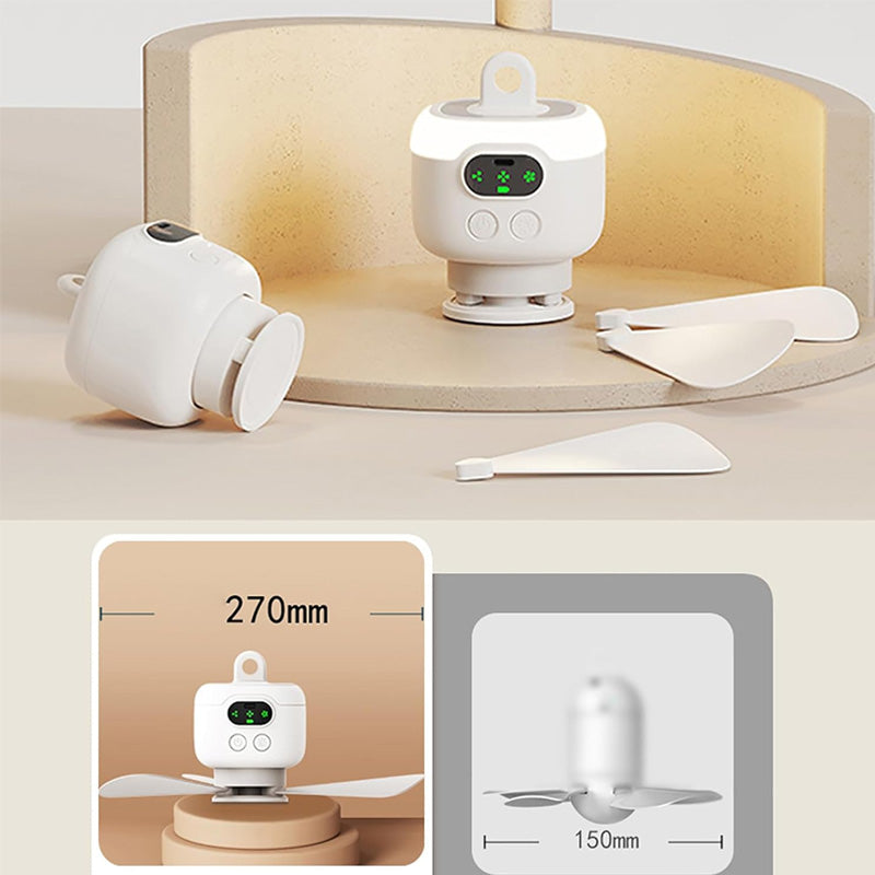 Ceiling Fan with Light and Remote, Rechargeable Battery Operated Ceiling Fan, Portable Ceiling Fan with LED for Camping