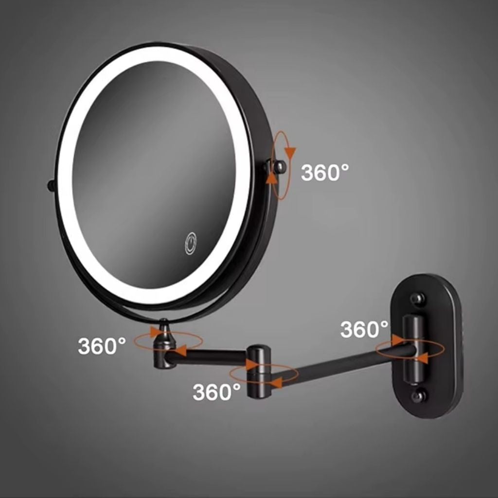 Rechargeable LED Vanity Mirror with 3 Light Tones & 360° Rotation for Flawless Makeup Application
