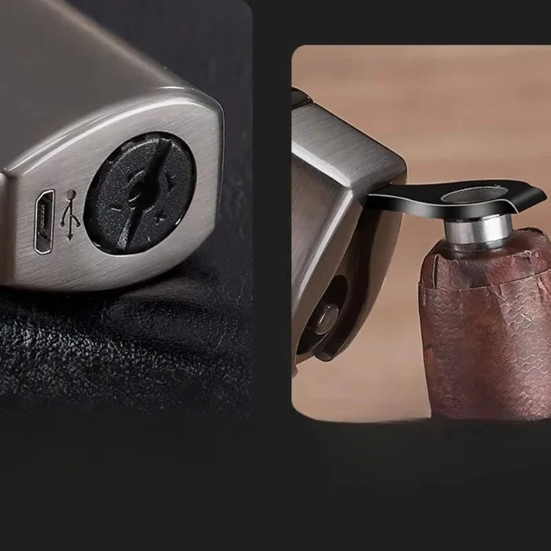 Outdoor Lighter Rechargeable with Triple Jet Flame, Torch Lighter Windproof, Electric Lighter for Candles and Grill