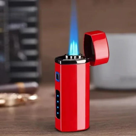 Outdoor Lighter Rechargeable with Triple Jet Flame, Torch Lighter Windproof, Electric Lighter for Candles and Grill