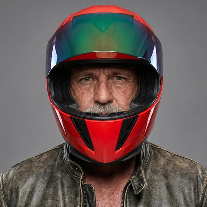 Redline | Full-Face Motorcycle Helmet with Mirrored Visor | Enhanced Safety and Comfort for Riders