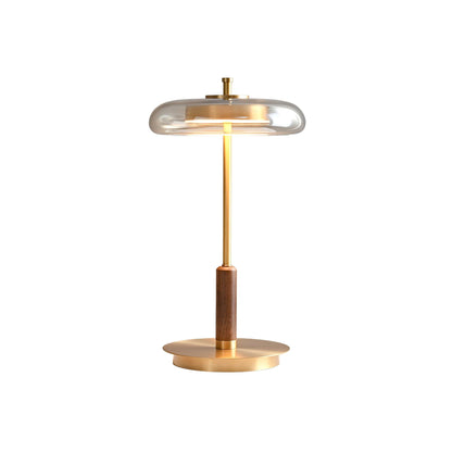 Amber Glass Bedside Lamp with Brass Base 8.6 in Diameter Warm Glow 7W LED Lighting Nightstand Accent for Bedroom Office Contemporary Decorat