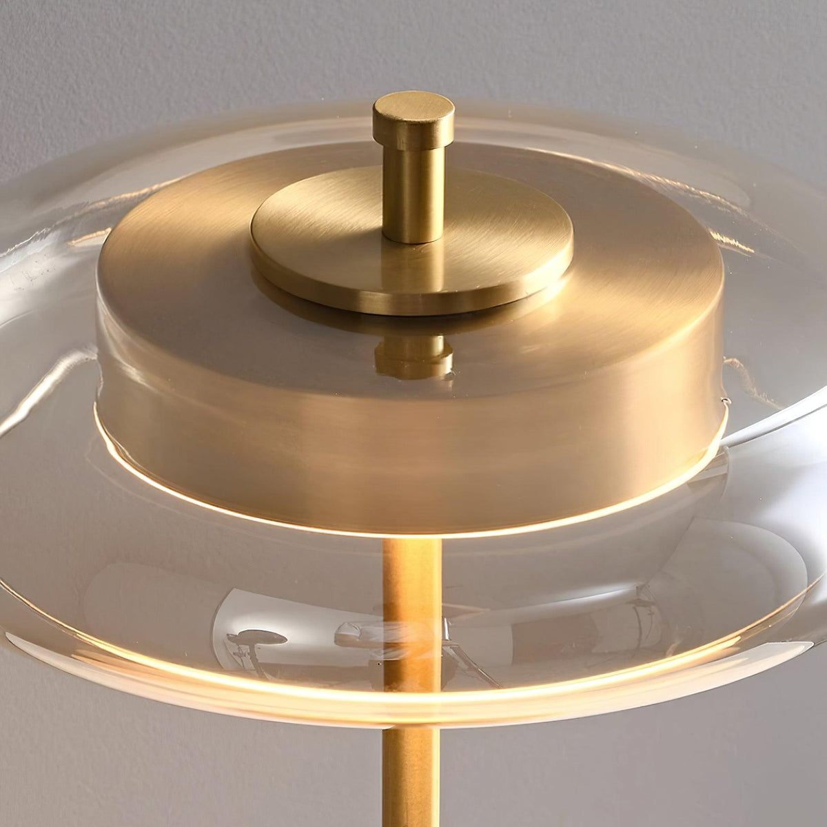Amber Glass Bedside Lamp with Brass Base 8.6 in Diameter Warm Glow 7W LED Lighting Nightstand Accent for Bedroom Office Contemporary Decorat