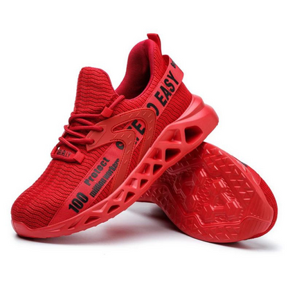 Steel Toe Work Shoes with Kevlar Sole – Lightweight Breathable Flyknit Safety Footwear for Construction Warehouse Industrial Jobs