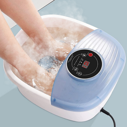 Relaxing Foot Spa Bath Massager with Heat, Vibrating Foot Massager with Bubbles and Rollers, Portable Foot Spa for Home
