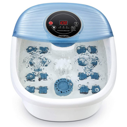 Relaxing Foot Spa Bath Massager with Heat, Vibrating Foot Massager with Bubbles and Rollers, Portable Foot Spa for Home