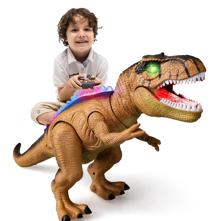 RC Walking T-Rex Dinosaur Toy with Glowing LED Lights & Roaring Sound Effects for Kids | Remote Control Prehistoric Action Figure