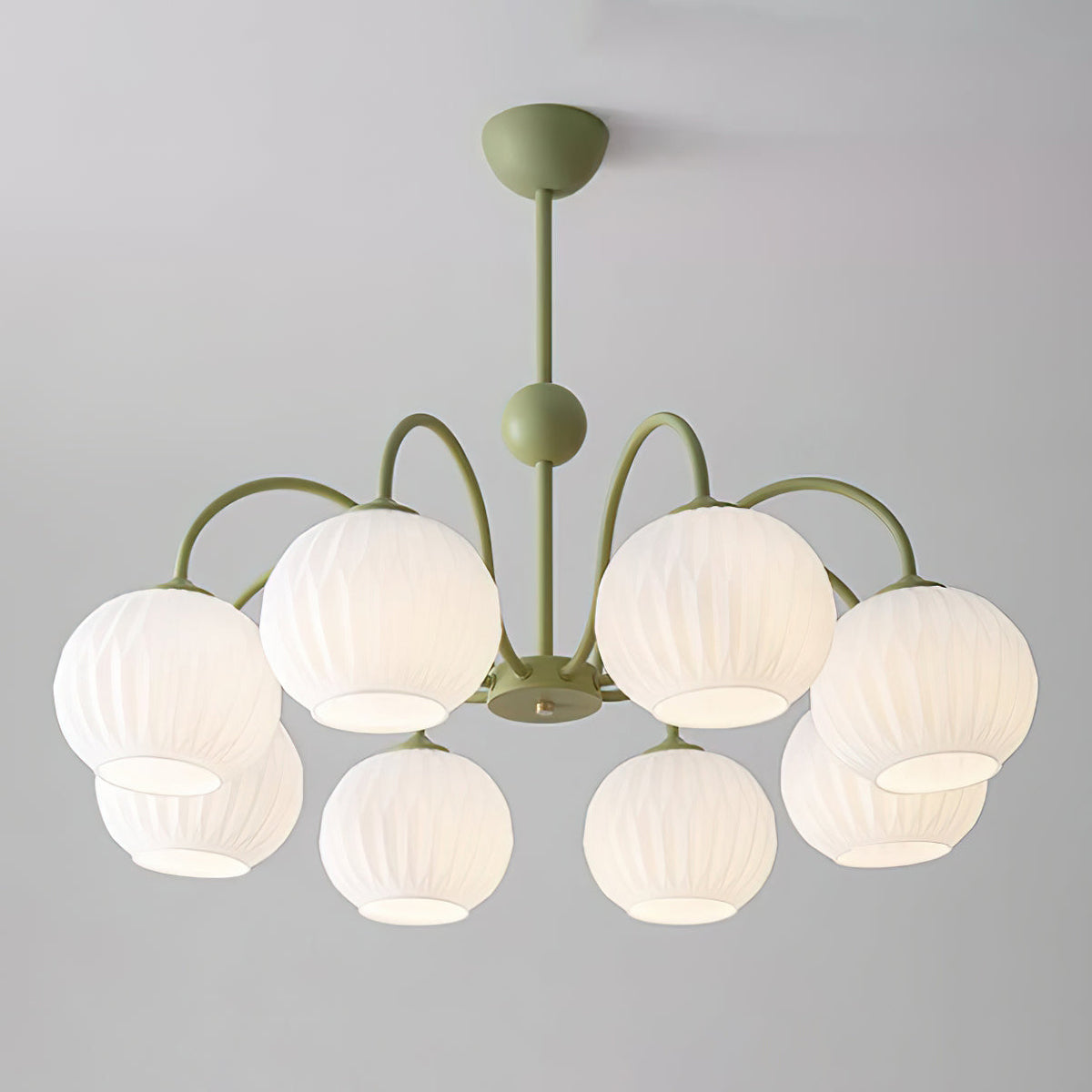 Ribbed Glass Dome Pendant Fixture 26-33 inches Multi-Head Overhead Lighting for Kitchen Dining & Living Areas Adjustable Drop