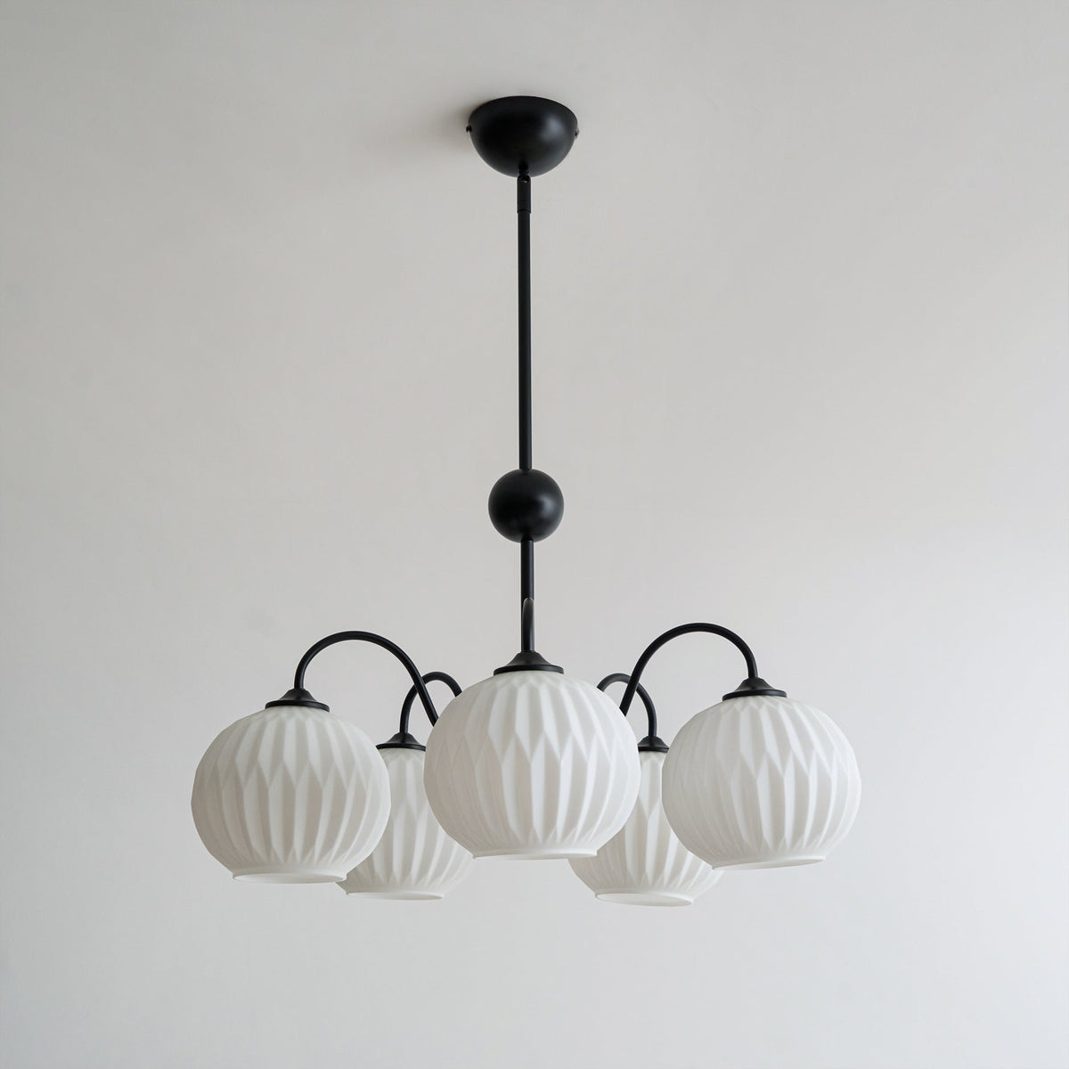 Ribbed Glass Dome Pendant Fixture 26-33 inches Multi-Head Overhead Lighting for Kitchen Dining & Living Areas Adjustable Drop