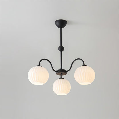 Ribbed Glass Dome Pendant Fixture 26-33 inches Multi-Head Overhead Lighting for Kitchen Dining & Living Areas Adjustable Drop