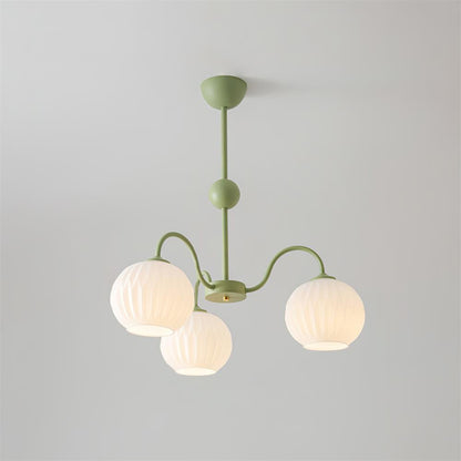 Ribbed Glass Dome Pendant Fixture 26-33 inches Multi-Head Overhead Lighting for Kitchen Dining & Living Areas Adjustable Drop