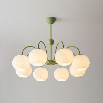 Ribbed Glass Dome Pendant Fixture 26-33 inches Multi-Head Overhead Lighting for Kitchen Dining & Living Areas Adjustable Drop