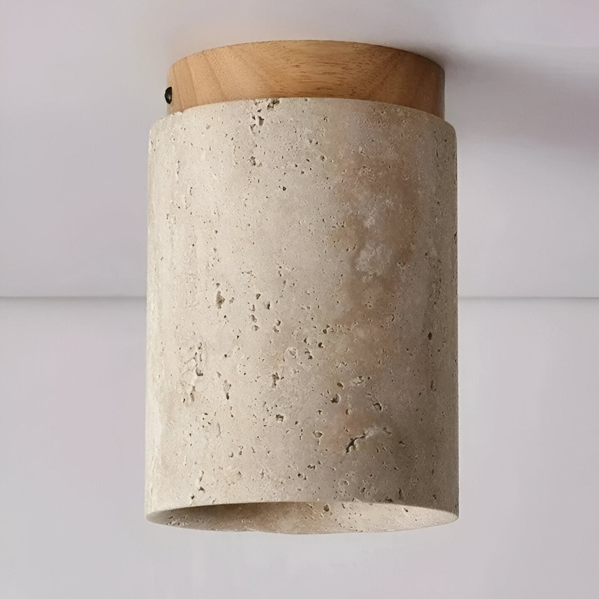 Flush Mount Stone Ceiling Light 4.3 Inch Beige Round Fixture Low Profile Bedroom Hallway Kitchen Entryway Soft Ambient Glow E27 Socket Natur