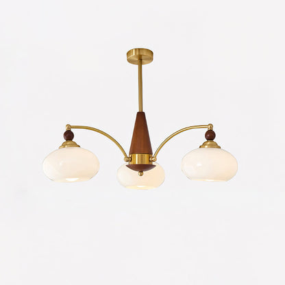 Multi-Arm Pendant Light Fixture Wood Brass Glass Shades Adjustable Height Dining Room Living Room Overhead Lighting 3 5 8 Bulb Vintage Indus