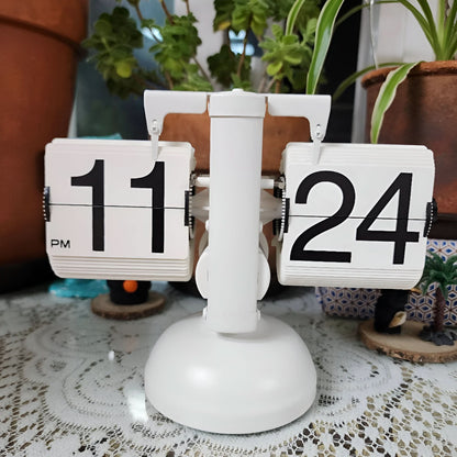 Retro Flip Clock | Automatic Silent Timepiece with Minimalist Design | Compact Decor for Modern Spaces