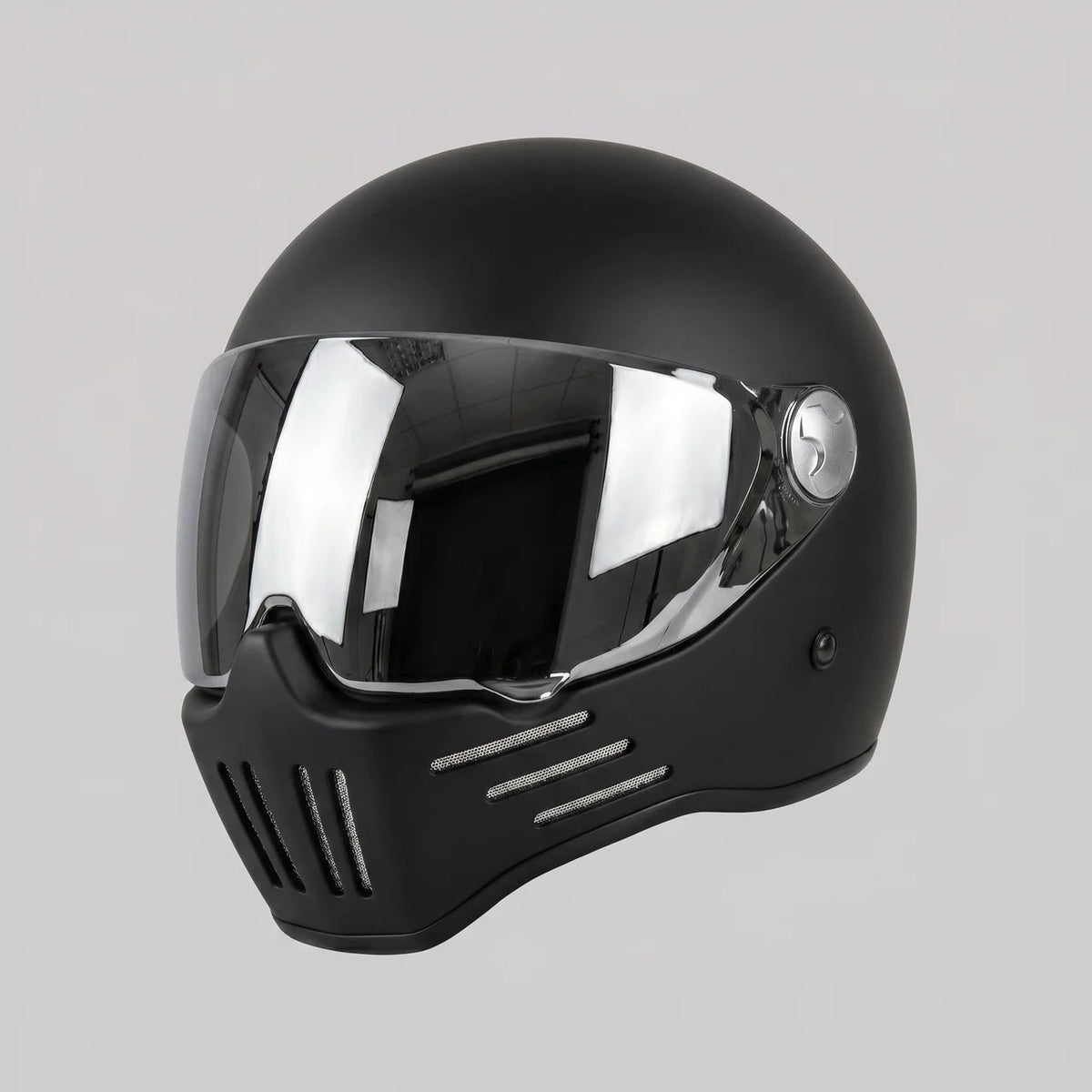 Retro Full-Face Helmet with Mirror-Style Visor for Bold Riding Style
