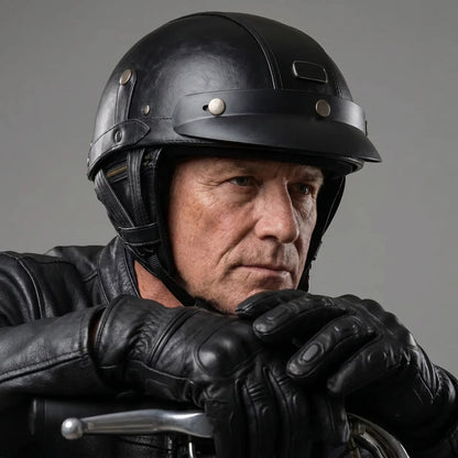 Retro Half Shell Motorcycle Helmet with Built-In Visor | Lightweight Design for Comfortable City Rides