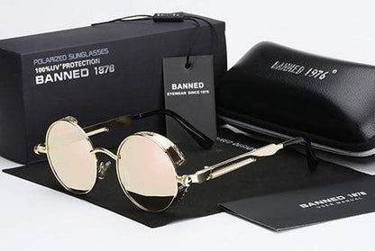 Retro Round Polarized Sunglasses with Steampunk Design | Stylish Eye Protection for Everyday Adventures
