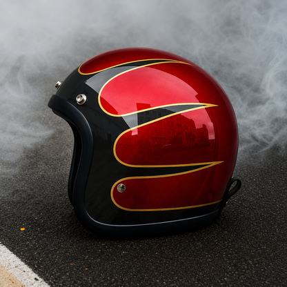 Moto Helmet Retro Low Profile, Full Face Helmet with DOT and ECE Certification, Open Face and Chopper Style Biker Helmet