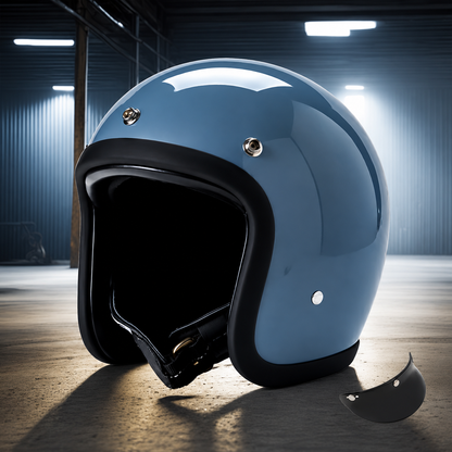 Moto Helmet Retro Low Profile, Full Face Helmet with DOT and ECE Certification, Open Face and Chopper Style Biker Helmet
