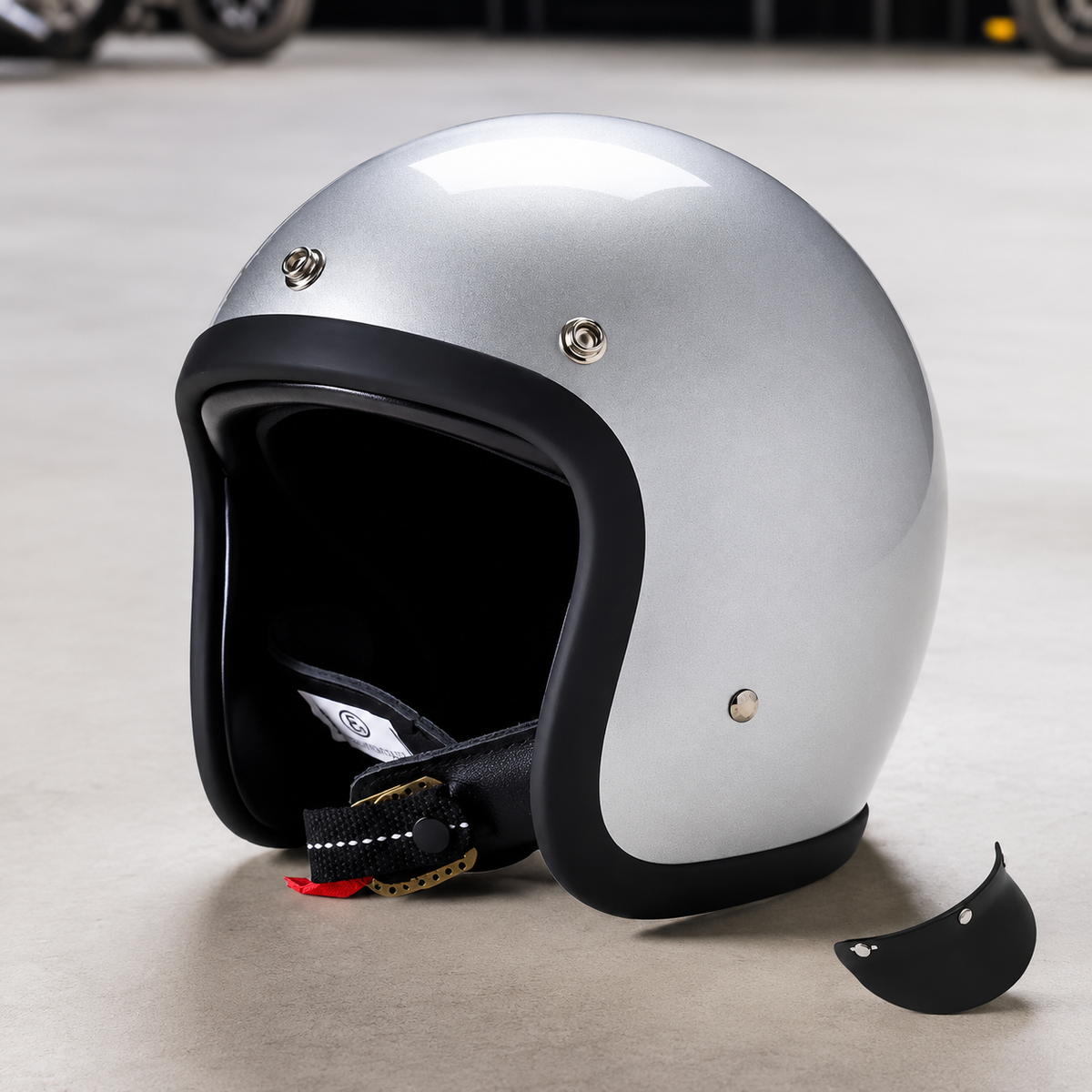 Moto Helmet Retro Low Profile, Full Face Helmet with DOT and ECE Certification, Open Face and Chopper Style Biker Helmet